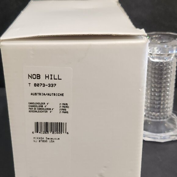 Modern Contemporary Mikasa Crystal Nob Hill Pillar Diamond Point Textured Pair 4 - Picture 9 of 9